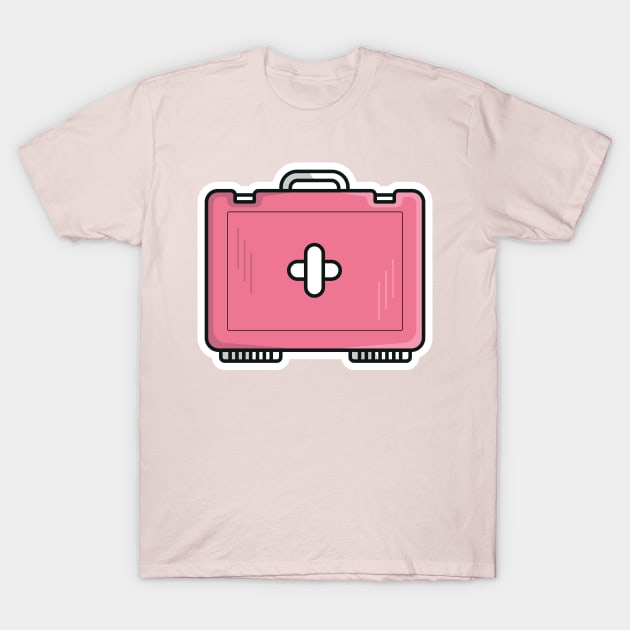 Medical First Aid Kit Sticker vector illustration. Health and medical diagnostics icon concept. Medical equipment, First aid storage, doctor's case sticker design logo with shadow. T-Shirt by AlviStudio